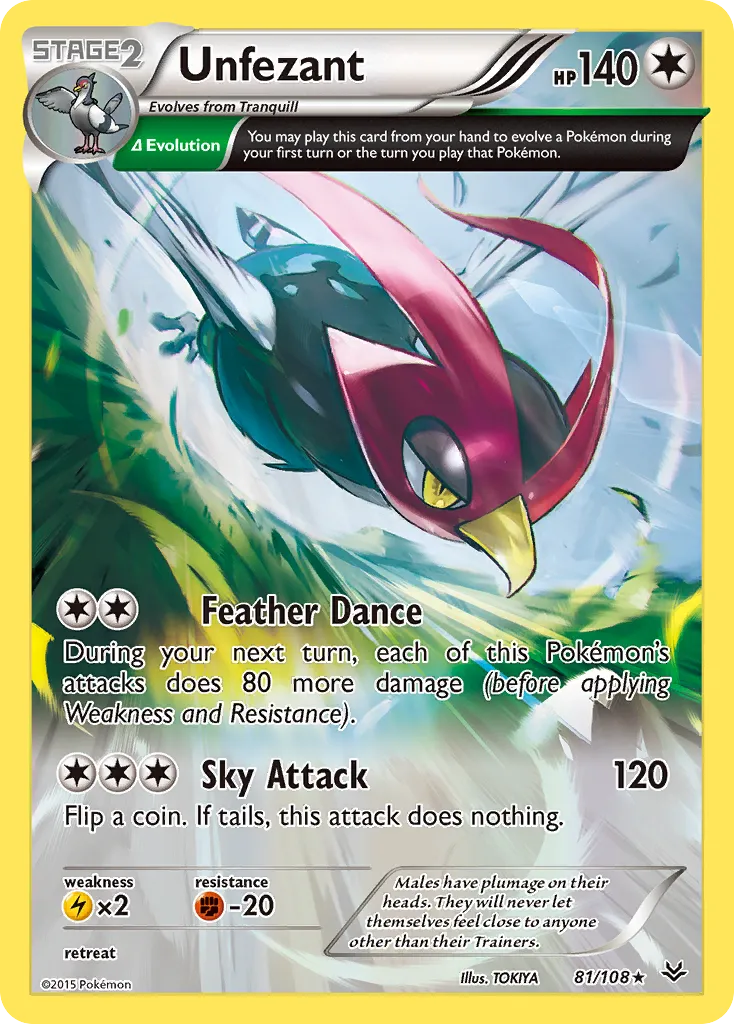 Unfezant #81, Roaring Skies Reverse Foil