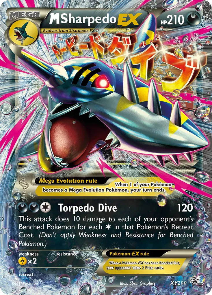 M Sharpedo-EX #XY200, XY Black Star Promos Mega Sharpedo EX Premium Collection-Jumbo