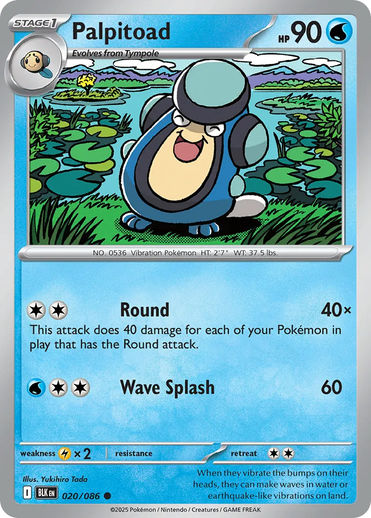 Palpitoad #20, Black Bolt Reverse Holo