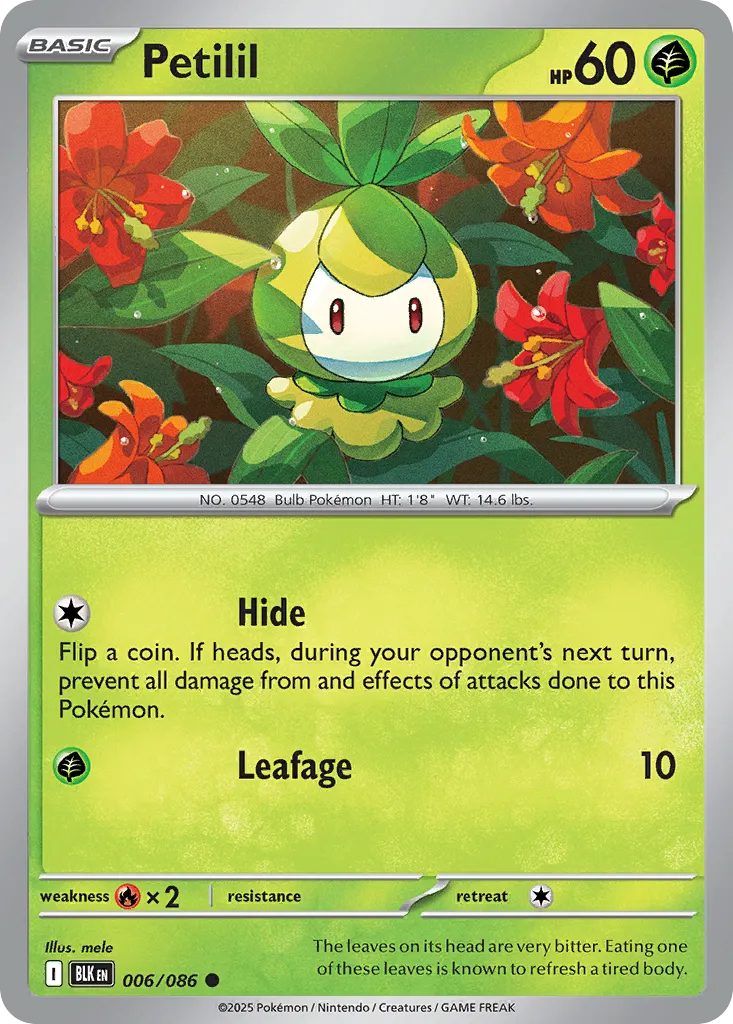 Petilil #6, Black Bolt Poke Ball Reverse Holo