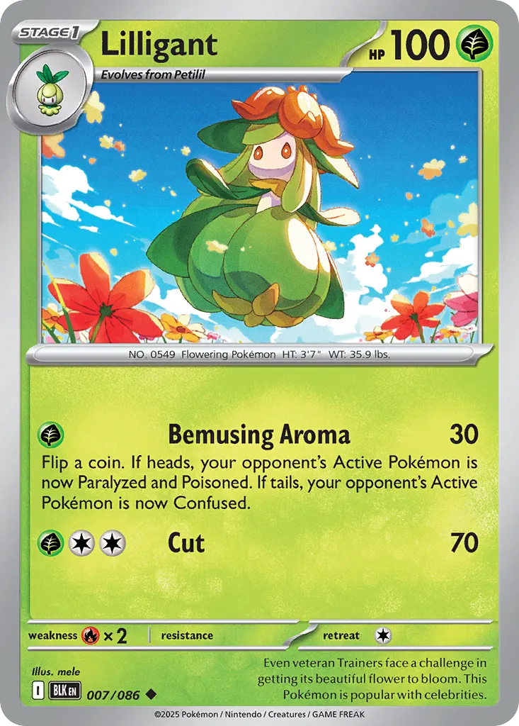 Lilligant #7, Black Bolt Poke Reverse Holo